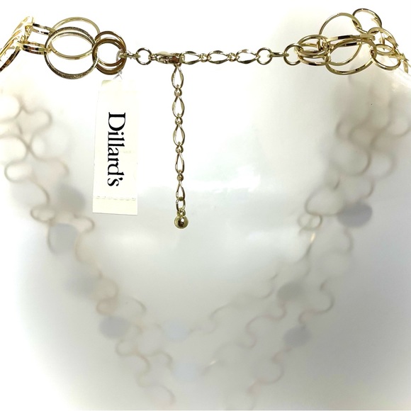 Dillards Gold Silver Circle Link Necklace Layered Adjustable Cocktail Waterfall - Picture 4 of 6